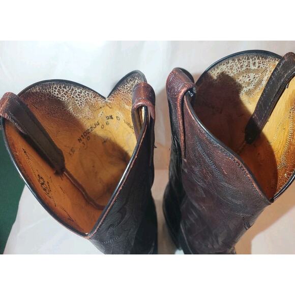 VINTAGE LUCCHESE 1883 Burgundy black RARE EXOTIC Cowboy BOOTS9.5.D